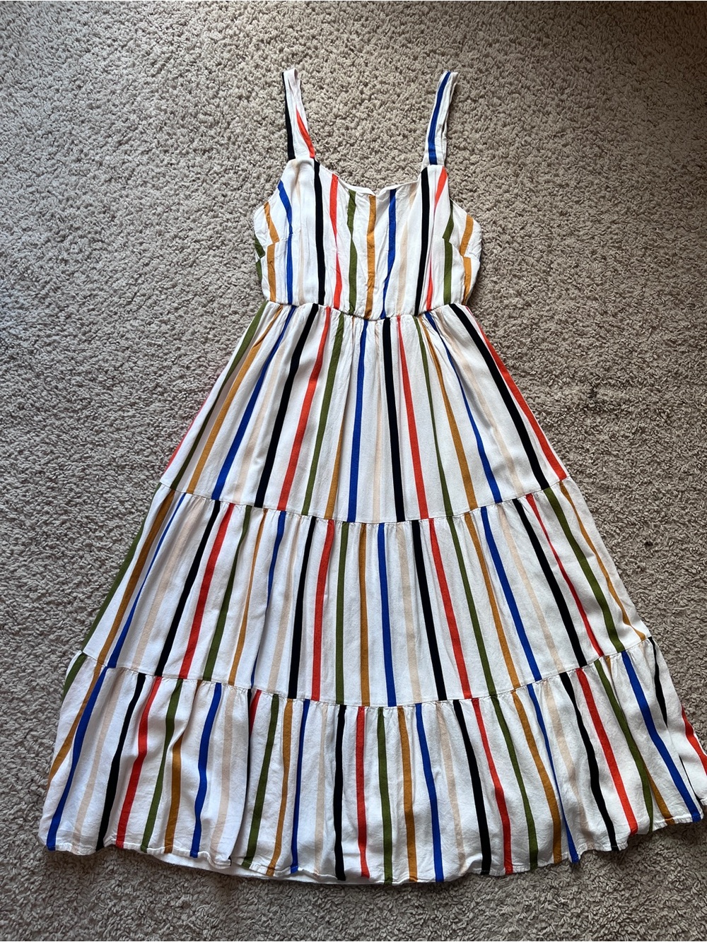 Sleeveless Striped Midi Dress in Multi-Color